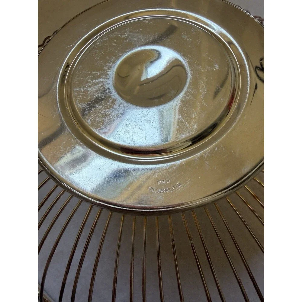 Vintage Italian Silverplate Wire Basket Bowl 10” Mid Century Modern Decor